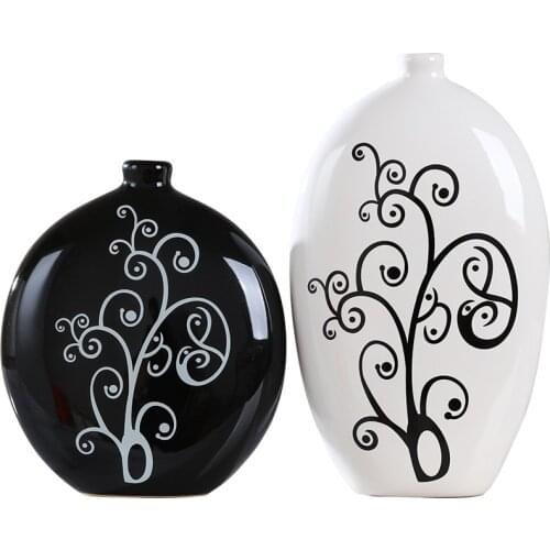Simplicity Vase Home Decoration Ceramics Black and white vase Modern Contemporary Home Decorations
