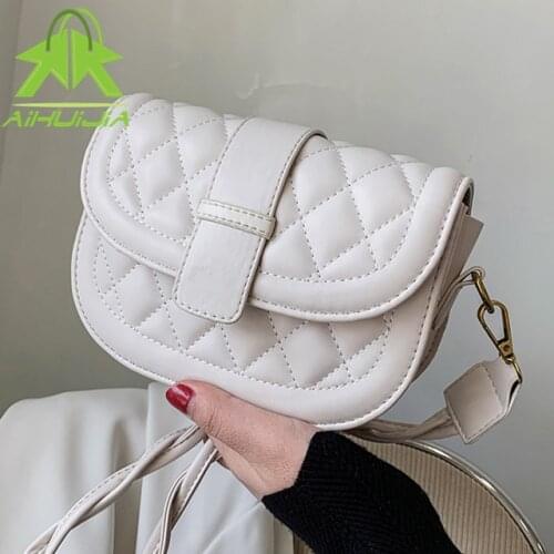 Luxury Women Messenger Bag Fashion Lingge Saddle Bag New High Quality PU Leather All-match Women Portable Single Shoulder Bag