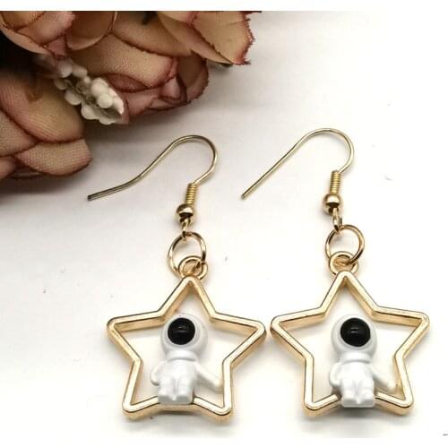 Astronaut Charms Alloy Mixed Spaceman Sitting on The Moon Star Bracelet Earring Jewelry Making Accessory