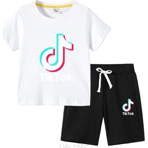 Tik Tok 1-10Y New Boys T-shirt Pullovers 100% Cotton Leisure Fashion Children Kids Girl Sweatshirts + Pants Outfits