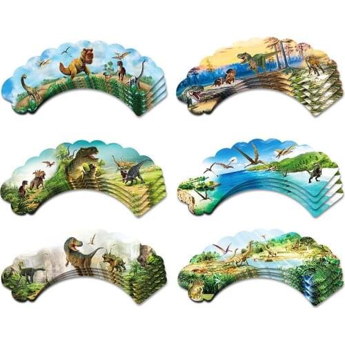 24pcs Birthday Dinosaur Party Cupcake Wrappers Toppers Cake Decorations Baby Shower 2nd 3rd 4th 5th Birthday Dino Party Supplies