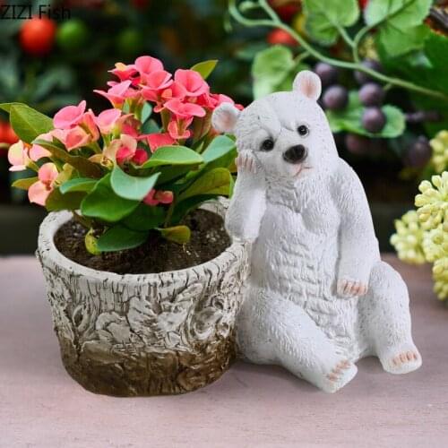 Creative Bear Succulent Outdoor Flower Pot Garden Courtyard Decoration Balcony Flower Jar Animal Sculpture Flower Pot Decoration
