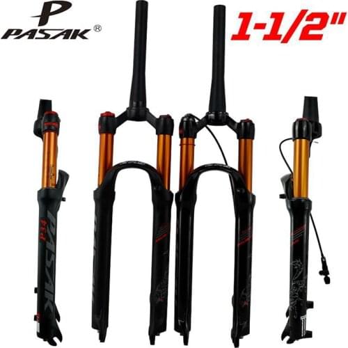 Bicycle air forks bike fron fork26"27.5"29er 1-1/2" MTB mountain suspension fork airresilience oil damping line lock 39.8 centru