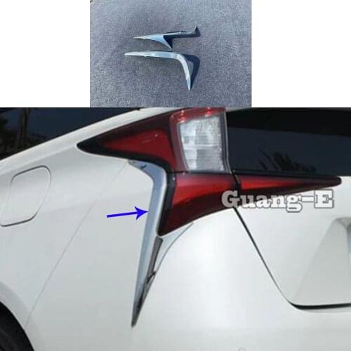 Car Body Rear Tail Light Lamp Detector Frame Stick ABS Chrome Trim Eyebrow Hoods For Toyota Prius 2019 2020