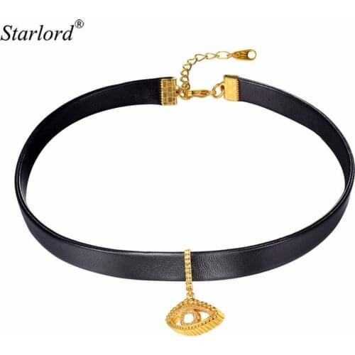 Evil Eye Choker Necklace For Women/Girls Gold/Silver Color Cubic Zirconia PU Leather Choker Necklace Evil Eye Jewelry N2772