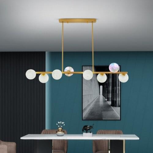 Golden Color Simple Modern White Ball Pendant Lamp for Dining Room Home Decoration LED Lighting Fixtures