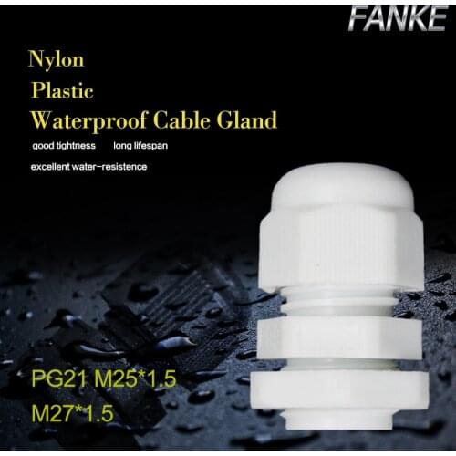 1piece PG21 Waterproof Nylon Plastic Cable Gland Connector for13-18mm Cable white color Hot Sale IP68 Factory wholesale