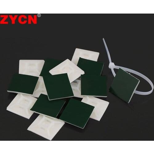 100PCS Cable Tie Bases Mount 3M/Normal Glue Wire Removable Self Adhesive Wall Holder Car Fixing Seat Clamps Positioning Sucker
