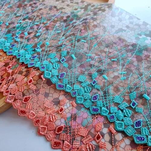 15Yards Mesh Lace Trim Embroidery Ribbon Water Soluble Fabric DIY Sewing Trimmings Accessories for Bra Needlework 19.5cm