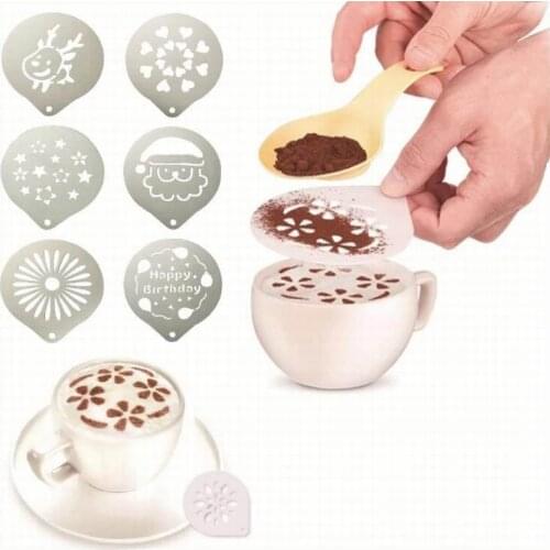 200PCS Coffee Stencils Print Model Stainless Steel Drawing Die Garland Mold Coffee Milk Foam Spray Template Cafe Coffeeware Tool