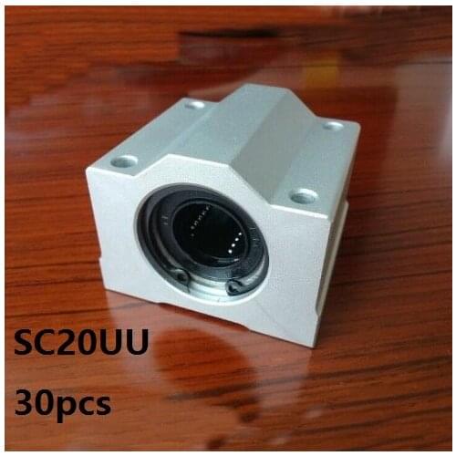 30pcs/lot SC20UU SCS20UU Bearing 20mm linear case unit linear block bearing blocks for CNC router 3D printer parts
