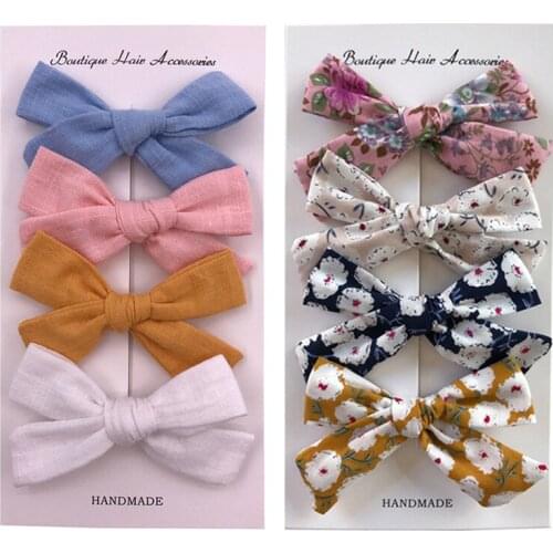 4 Pcs/Set Baby Hair Clips Colorful Bows Kids Girl Hairpins Solid Color Children Barrettes Clips Baby Hair Accessories