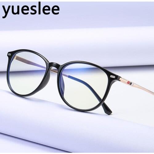 46938 Metal Plastic Titanium Round Glasses Frame Men Women Optical Fashion Anti Blue Light Computer Eyeglasses
