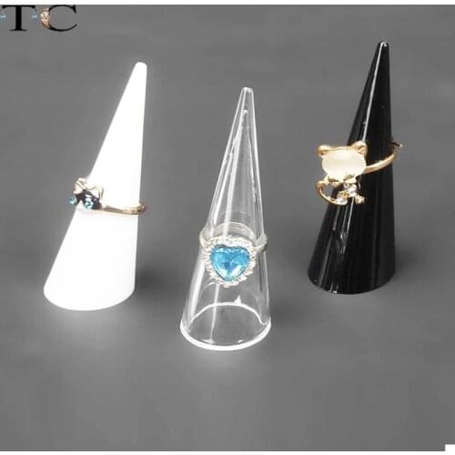 5Pcs Acrylic Cone Finger Ring Storage Carrying Rings Stand Show Case Shelf for Rack Holder Mini Jewelry Display Window Display