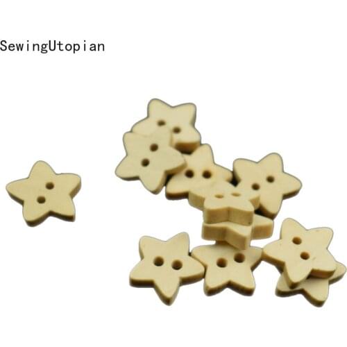 50PCS DIY Star Shape Wooden Button Scrapbook Craft Sewing Buttons Home Garden Sewing Button Home Decor Children Kids Toys 13MM