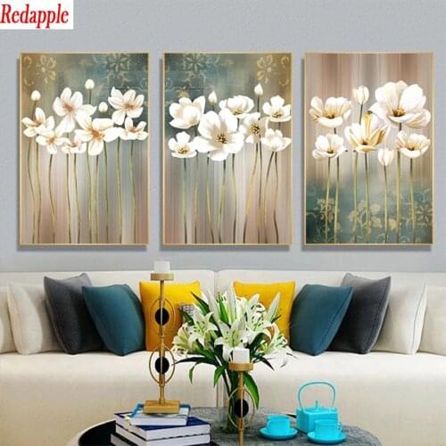 Diamond Painting Painted Flower Art Cross Stitch Diamond Mosaic Picture Of Rhinestone Embroidery crystal Beaded Handicraft3pcs