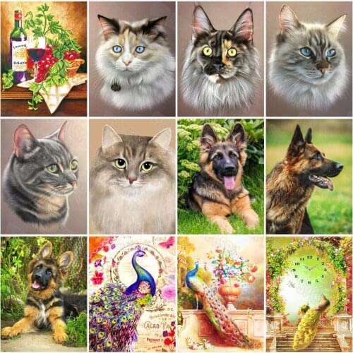 Diy Diamond Painting Modern Common Animals German Shepherd Domestic Dog Patrol Dog Pet Cat Puppet Cat Decorative Painting
