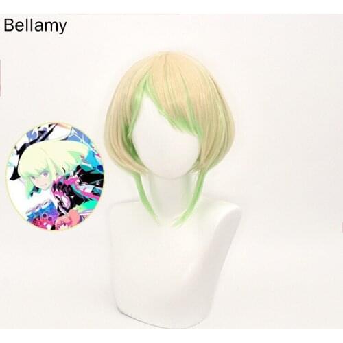Anime PROMARE Cosplay hairwear Beige Green gradient Yellow Cosplay Wig +Wig Cap