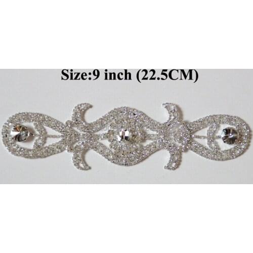 Free Shipping High Quality 5pcs/lot 9'' Crystal Rhinestone Applique for Wedding Gown Bridal Sash Evening Wear LSAP012