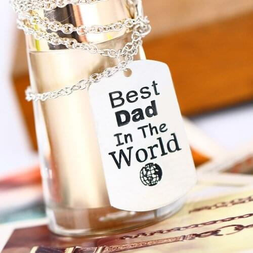 Dog Tag Best Dad In The World Love Daddy Pendant Necklace Family Men Charm Jewelry Fathers Day Party Gift Choker Collar Collier