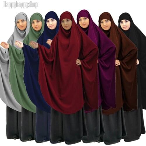 Worship Service Large Hijab Ramadan Garment Islamic Muslim Abaya Overhead Niqab Dress Arab Loose Burqa Robe Women Prayer Clothes