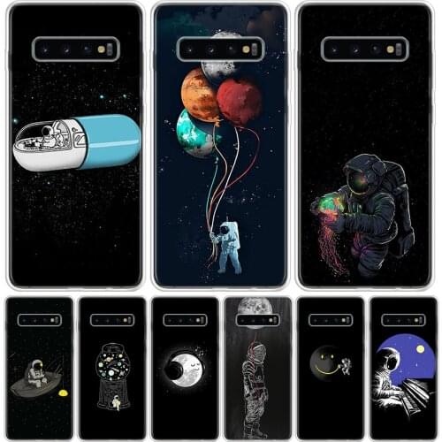 Cartoon Astronaut Space Phone Case for Samsung Galaxy S10 S20 Ultra Note 10 9 8 S9 S8 S7 J4 J6 J8 Plus Lite + Popular Cover Capa