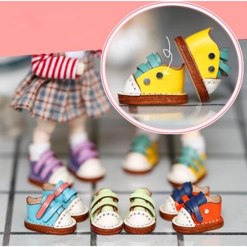 D03-P121 children handmade toy 1/12 ob11 GCS BJD.SD Doll Accessories doll shoes colorful Magnet buckle shoes 1pair