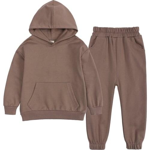 Kids Clothes 2021 Autumn Sport Children Tracksuit Hoodie Clothing Solid Color Long Sleeve Boy Sweater Suit Girls Outfits 2pcs