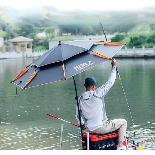 Double Layer Portable Sun Beach Umbrella Thickened Surface for Fishing Pool Adjustable Strong Aluminum Rod Super Large 2.4m