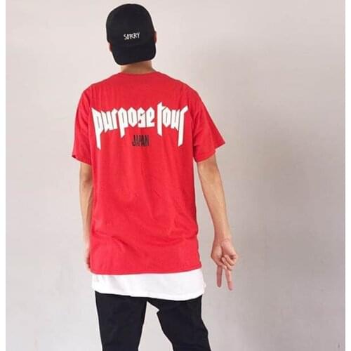 Mens t shirts Fashion Streetwear Justin Bieber Purpose Tour T-shirt Cotton Leisure Short-sleeved Euro size Tshirt men