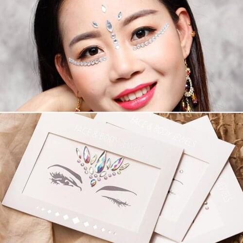 Crystal Sticker Music Festival Face Trendy Shiny Acrylic Drill Sticker Masquerade Face Decoration Temporary Tattoo Sticker