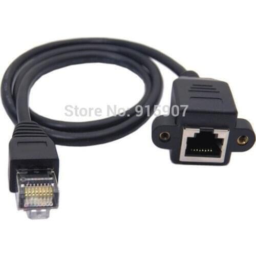 Cablecc CY 30cm 8P8C FTP STP UTP Cat 5e Male to Female Lan Ethernet Network Extension Cable with Panel Mount Holes