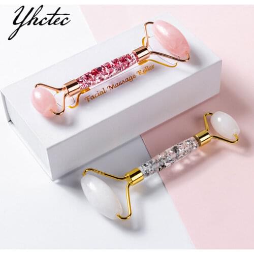 Gouache Stone Acrylic Jade Roller Massager For Face Natural Rose Quartz Face Roller Jade Massager Quartz Facial Massage Tool New