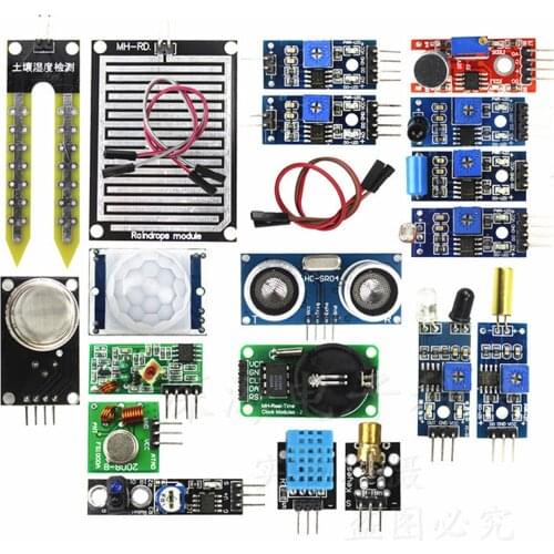16 in 1 Modules Sensor Kit Project Super Starter Kits for Arduino UNO R3 Mega2560 Mega328 Nano Raspberry Pi 3 2 Model B K62