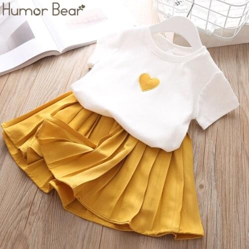 Humor Bear 2020 Summer Fashion Brand New Girls' Clothing Childrens Clothes Animal Cotton T-Shirt + pants Baby Kids Clothing Set