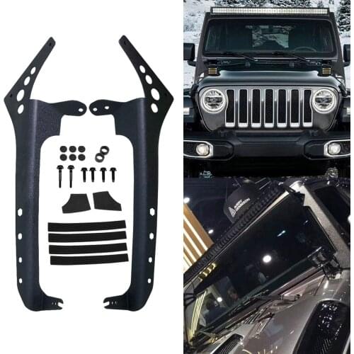 Metal Steel 52 Inch LED Work Light bar Upper Windshield Mounting Brackets for 2018 2019 Jeep Wrangler JL Light bar Bracket