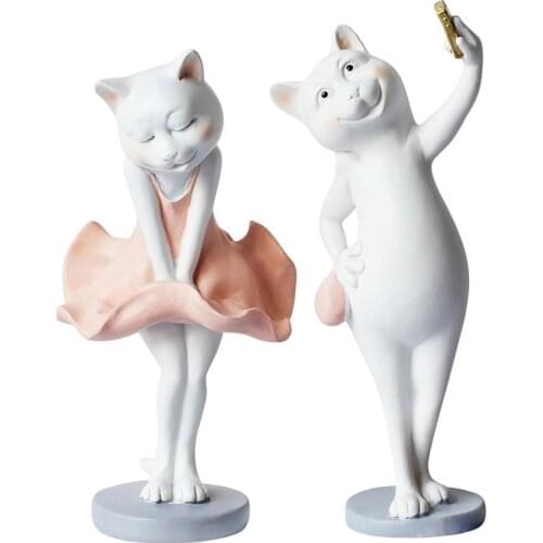 [MGT]Creative selfie cute cat resin statue decoration home living room room decoration crafts girls gifts