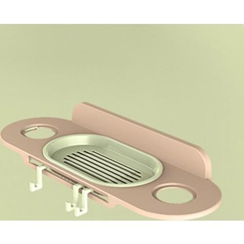 Multifunctional Bath Lotion Soap toothpaste toothbrush holder seamless sticker punch-free toilet shelf with hook 29.5*10.3*4.8cm