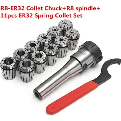 11pcs ER32 Spring Collet Set Precision Collet Set 3mm-19mm R8-ER32 7/16 Collet Chuck Holder Wrench