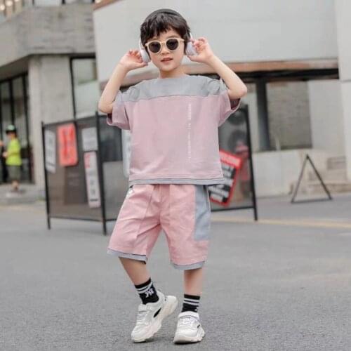 New Children Clothing Sets Summer 2 Colors T Shirt + Short Pants Outfits Kids Clothes Tracksuit For Boys 3 4 6 7 8 9 10 12 14Yrs