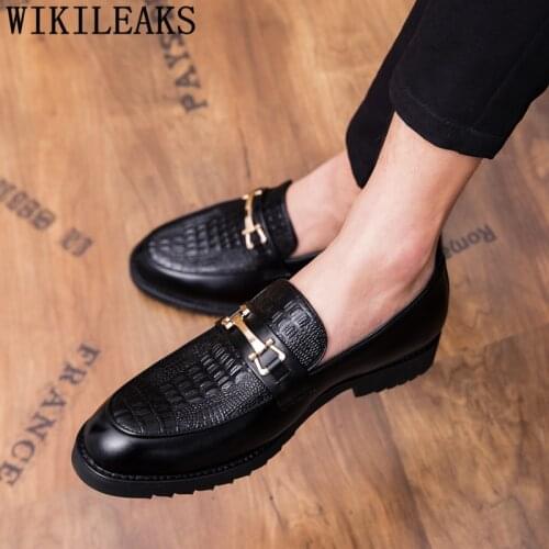 Crocodile Shoes Men Elegant Brand Loafers Italian Men Formal Shoes Leather Coiffeur Official Shoes Men Classic Erkek Ayakkabi