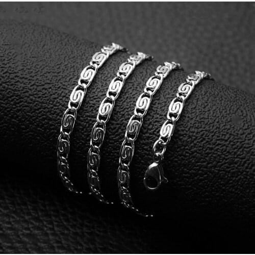 Silver Color Hollow Chain Collares Stainless Steel Necklace for Women Men Flat Link Chain Lobster Clasp Jewelry Drop Shipping
