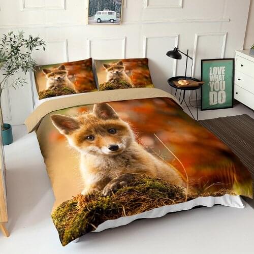 Animal Fox Pattern Bedroom Duvet Cover (including Pillowcase) Single/double/double 2/3PS Decoration Boys and Girls Rooms
