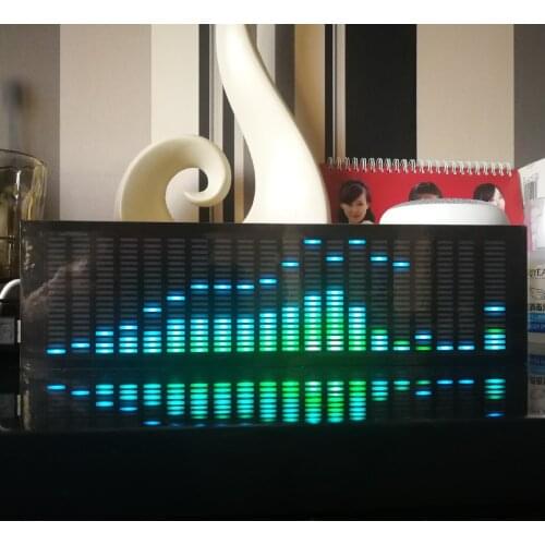 Full color music spectrum desktop ornaments car remote control voice control clock 400 lights size 260*76*14