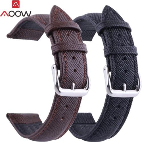 12mm 14mm 16mm 18mm 20mm 22mm 24mm Leather Strap Watchband Silver Metal Buckle Clasp Women Men Universal Belt Watch Accessories
