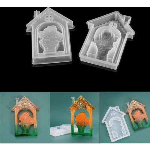 Christmas Snowman House Epoxy Resin Mold Pendants Ornaments Silicone Mould DIY Crafts Decorations Jewelry Mold Accessories