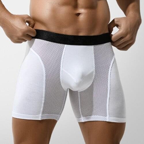 Men Lengthen Boxer Seamless Shorts Bulge Pouch Briefs Underwear Workout Fitness Men Sexy Homewear Casual Boxershorts Men Panties