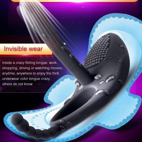 A Penis Vibration Ring Cock Prostata Massage Delay Anal Beads Vibro Ejaculation Clitoris Stimulator Panties Sex Toys For Couples