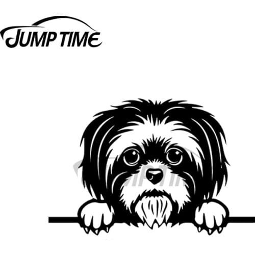 JumpTime 13 x 3.6cm For Shih Tzu Peeking Dogs Creative Car Sticker Auto Laptop Decal VAN Waterproof Sunscreen Car Door Protector