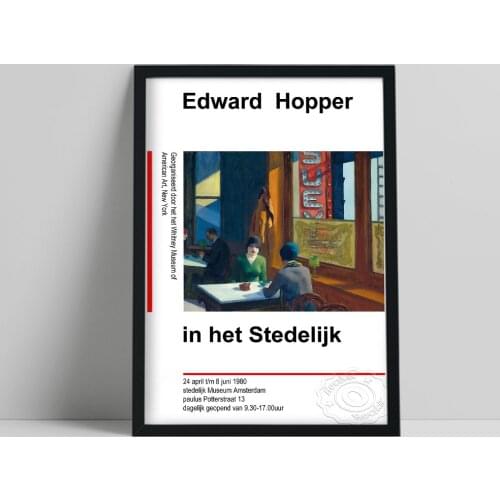 Edward Hopper Exhibition Poster, Hopper Chop Suey Painting, Vintage Realism Print, Two Women Restaurant Talk Still Life Picture